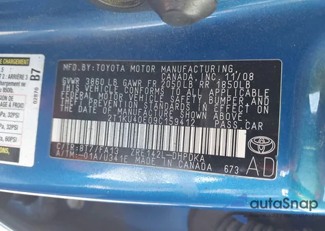 2009 Toyota Matrix from USA, damaged, VIN 2T1KU40E09C159412